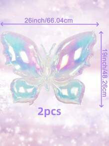 6 piezas de Globos de mariposa iridiscentes de 26", disponibles en múltiples colores - Transparente colorido, Morado soñador, Azul hielo, ideal para regalo, boda, cumpleaños, decoraciones de fiesta, fiesta temática de mariposas, decoración de fiesta de verano al aire libre, se puede combinar con arco de globos, globo de mariposa rosa, globo de mariposa iridiscente transparente de vuelta a la escuela Día de San Valentín