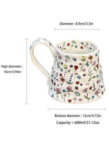 1pc Creative Dreamy Flower Mug For Women, Ceramic Cup With Design, Couples Coffee Mug, Party Gift Box Set, Home & Office Use Back To School - White - View 3