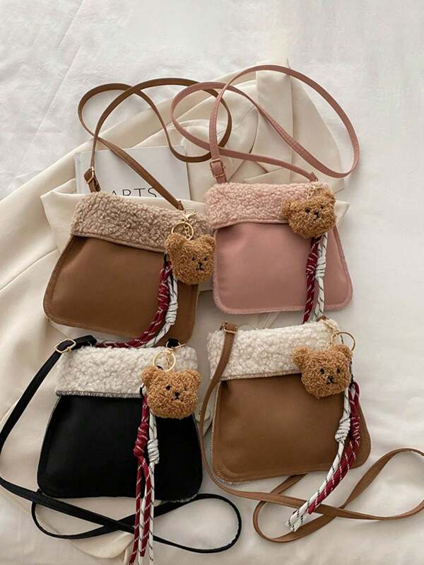 1pc Maillard Furry Bag Mulheres Doce Moda Bolsa de Ombro Bolsa de Telefone