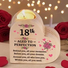 1 件定制文字印刷心形木制烛台适合家居装饰、桌面、书房、情人节、感恩节、生日、周年纪念日、婚礼礼物 - 彩色 - 查看 2