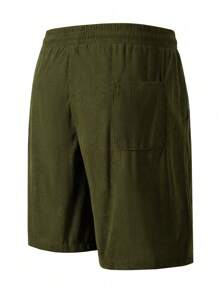 Men's Corduroy Casual Shorts, Versatile Knee Length Pants - Army Green - View 3