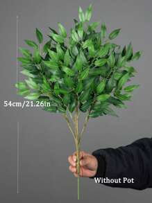 Kmitang Cây bạch đàn 42-64cm, lá liễu nhiệt đới, cành cây đa bằng nhựa, lá sung bằng lụa, trang trí nhà cửa, màu xanh lá cây, thích hợp cho nhà ở, văn phòng, sân vườn, ban công, không bao gồm chậu, 1 chiếc - màu xanh lá - Xem 11