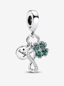 1 pièce Charme de pendentif en argent sterling 925 à quatre feuilles de trèfle de l'arbre de vie. Convient pour les bracelets, bijoux pour femmes, la Saint-Valentin.