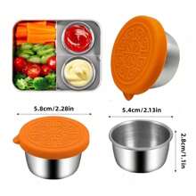6pcs/1pc 304 Stainless Steel Condiment Dishes, 1.5oz Airtight Sauce Cups With Lids, Leak-Proof Salad Dip Dressing Bowls For Picnics, Kitchen, Christmas Gift,School Supplies