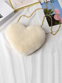 Cute Heart-Shaped Fluffy Crossbody Bag, Stylish Zipper Wallet - Perfect Valentine's Gift For Women, Suitable For Phone, Tissue, Lipstick, Compact Multi-Function Casual Shoulder Bag, Fashionable Heart Purse, Perfectly Match With Valentine's Day Dress, Perfectly Matching With Fall Outfits Women, New Arrival Fur Bag For Women , Cute