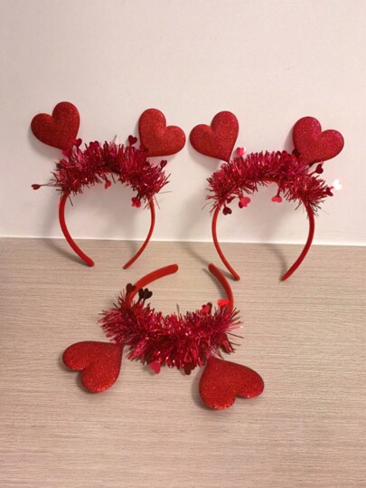2/1pc High-Quality Valentine's Day Headband, Heart-Shaped Hair Hoop, Wedding Atmosphere Decor, Valentine's Party Supplies, Bridal/Bridesmaid Headpiece