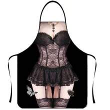 1pc Funny Muscle Man Apron - Waterproof Cooking Bib For Kitchen And Household Use - Multicolor - View 9