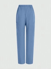 cimmuovere Pantalon d'uniforme de service infirmier confortable, de couleur unie, simple, avec plusieurs poches pour femmes