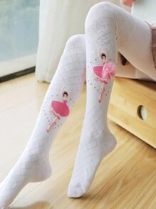 1 Paar neue weiße Stirrup Tanztights für Mädchen, Ballettleggins, Prinzessin Ganzkörperanzug für Kinder
