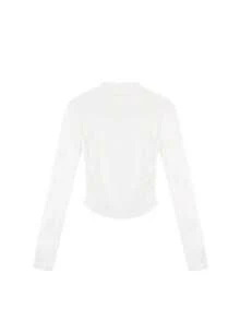 Women's Stand Collar Letter Embroidery Casual Versatile Commuting Long Sleeve Top - White - View 5