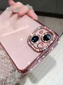 奢华电镀水钻亮片手机壳，兼容 17/16E/15/14/13/12/11/X/XS Max/XR/Pro Plus，Galaxy A02S-A07/A12-A17/A22-A26/A32-A36/A50-A56/S20-S25，荣耀 X9/8/7/A/B/C/Magic 5/6/7 Lite，OPPO Reno，Realme，红米 Note，Infinix Smart - 玫瑰金 - 查看 7