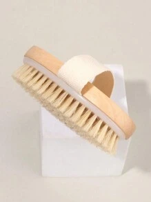 1Pc Dry Body Brush, Exfoliating Body Scrubber, Natural Bristles For Dry Skin, Improves Blood Circulation, Stops Ingrown Hairs, Cleans Acne And Cellulite, Good For Home Bath Tools