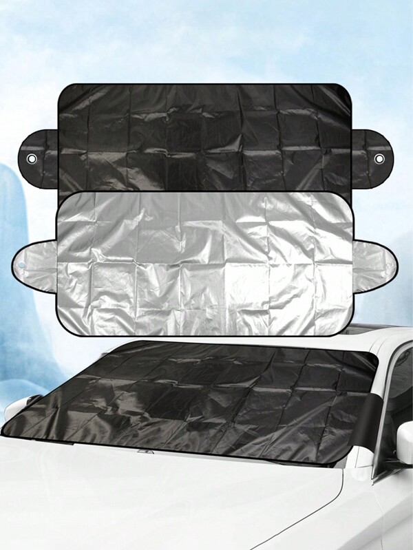 1 pièce Couverture de protection solaire d'hiver, Couverture de pare-brise de voiture contre la neige, Pare-soleil pliable et portable pour voiture, Couverture épaisse pour pare-brise contre le gel, la neige et les fientes d'oiseaux. Le produit est relativement léger, fin, facile à ranger et peut également être transporté dans une poche. Il peut protéger contre la neige en hiver et le soleil en été.