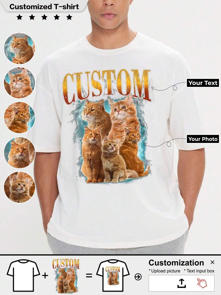 Custom Vintage Pet TShirt Pet Photo + Name Custom Dog Shirt Personalized Shirt Custom T Shirts For Humans Cat Shirt 90's Tee - White - View 1