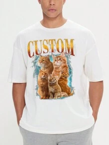 Custom Vintage Pet TShirt Pet Photo + Name Custom Dog Shirt Personalized Shirt Custom T Shirts For Humans Cat Shirt 90's Tee - White - View 2