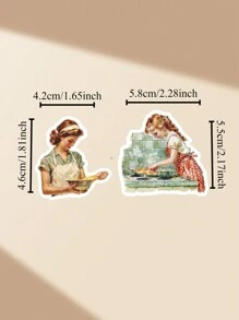 17 pezzi di adesivi decorativi in stile vintage con acquerelli, raffiguranti ragazze di Londra, ragazze di moda eleganti, ragazze di cucina europea vintage, per decorare album fotografici, cover per telefono, iPad, articoli per la scuola e forniture scolastiche