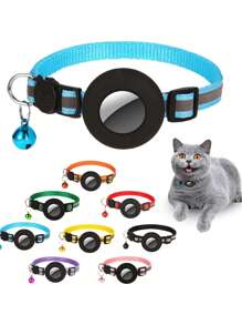 Collar para gato con soporte para AirTag, portador de campanilla - Collar para gato de longitud ajustable con soporte para AirTag de Apple - Soporte para AirTag para collar de gato - Multicolor - Ver 9