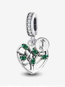 1 pièce Charme de pendentif en argent sterling 925 à quatre feuilles de trèfle de l'arbre de vie. Convient pour les bracelets, bijoux pour femmes, la Saint-Valentin.