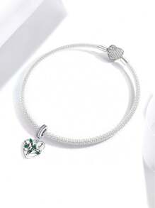 1 pièce Charme de pendentif en argent sterling 925 à quatre feuilles de trèfle de l'arbre de vie. Convient pour les bracelets, bijoux pour femmes, la Saint-Valentin.