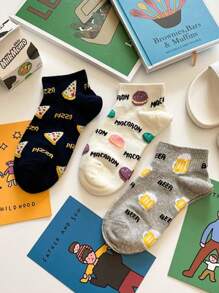 5 Pairs Women Short Socks, Low Cut, Breathable, Thin For Spring/Summer, Cute Cartoon Socks For Girls