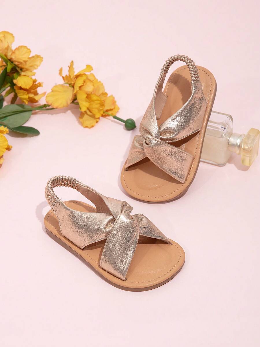 Girls Snake Print Flat Sandals, Summer New Fashionable Outdoor Shoes - Gold - View 1