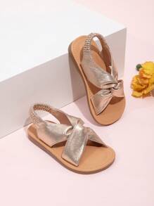 Girls Snake Print Flat Sandals, Summer New Fashionable Outdoor Shoes - Gold - View 2