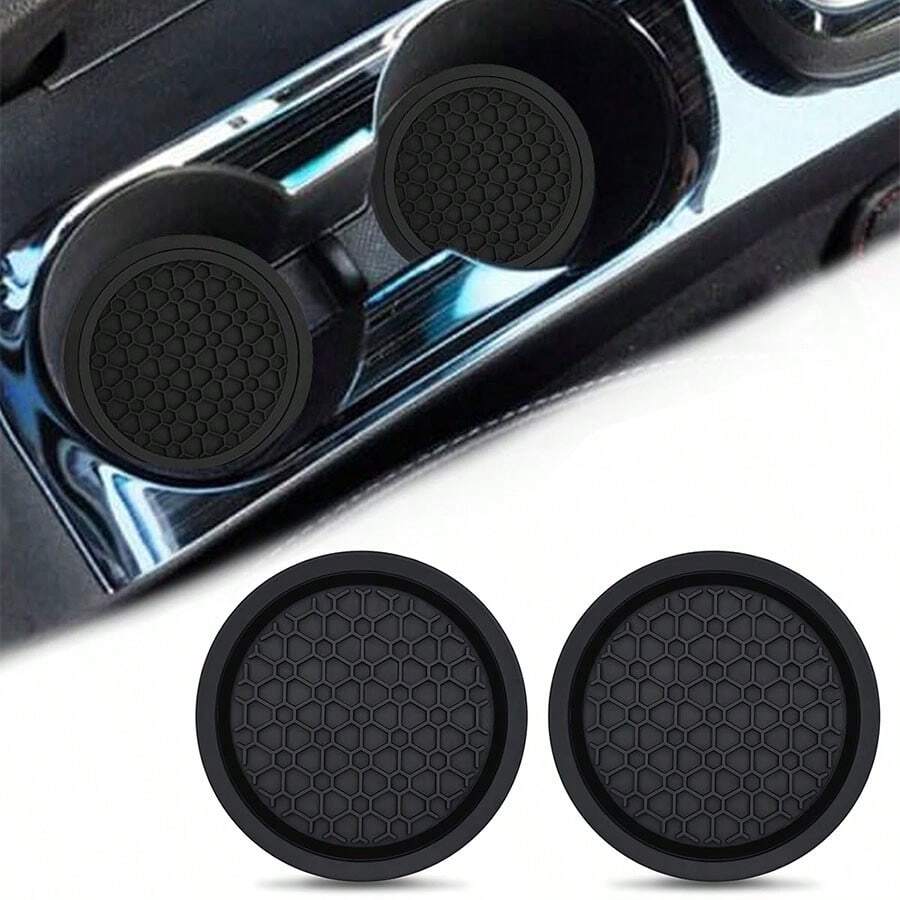 2PCS Car Cup Holder Coasters, Dustproof Automotive Interior Accessories Mat,2.75 Inch Non-Slip Dustproof Insert Water Bottle Holder Pads, 3D Honeycomb Anti-Slip Heat Insulation Waterproof Drink Mat,Universal For Vehicles, Trucks, RVs And More