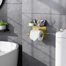 Portarrollos de papel higiénico de acero inoxidable 304, con excelente rendimiento anticorrosión y antioxidante, múltiples colores a elegir, montaje en pared adhesivo o con tornillos, una opción ideal para la organización del baño, decoración del baño en el hogar, organizador de baño, decoración de otoño, de vuelta a la escuela