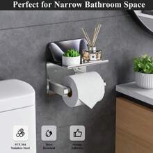 Portarrollos de papel higiénico de acero inoxidable 304, con excelente rendimiento anticorrosión y antioxidante, múltiples colores a elegir, montaje en pared adhesivo o con tornillos, una opción ideal para la organización del baño, decoración del baño en el hogar, organizador de baño, decoración de otoño, de vuelta a la escuela