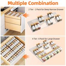 Spice Drawer Organizer, Clear Acrylic Drawer Seasoning Organizer, Expandable From 11'' To 22'' Kitchen Spice Rack Organizers And Storage For Drawer (Jars Not Included)