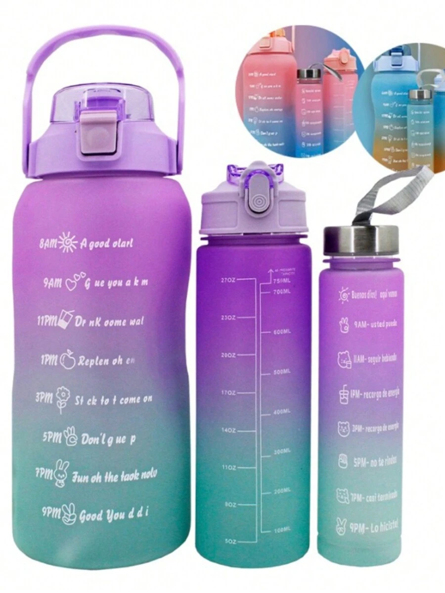Trio de Garrafa de água 2000ml 2l Galão com Adesivos