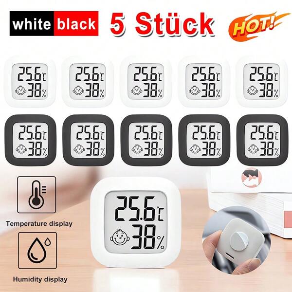 5/10 stk Digital Thermo Hygrometer Mini Thermometer Luftfeuchtigkeit Temperaturmessgerät