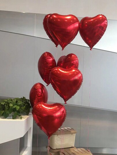 6pcs/1pc Red Heart Shaped Balloons For Wedding Party Decoration Back To School Valentine Day