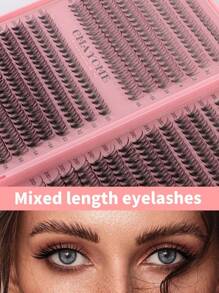 640片D型卷翘单根假睫毛，10-16mm混合长度，高浓密10D/20D混合分段假睫毛册，D型卷翘浓密纤长睫毛，适合日常佩戴，易于使用，睫毛簇，单根假睫毛，假睫毛 - D - 查看 5