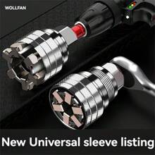 Herramienta de enchufe ajustable WOLLFAN - Tuerca hexagonal versátil, metal con acabado pintado - Plateado - Ver 8