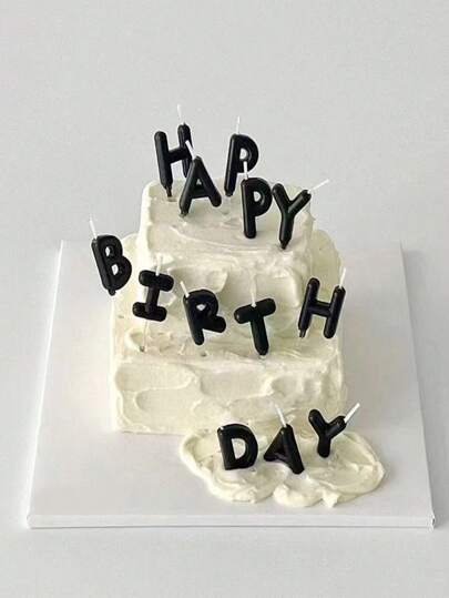 13pcs Black Birthday Party Candles With English Letters "Happy Birthday" Decorative Cake Toppers,Christmas