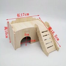 1pc Wooden Hamster House With Swing And Seesaw, Small Wooden Shelter For Hamsters, Quails, Chickens - Multicolor - View 4