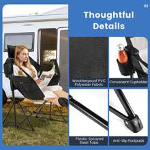 Homasis Hammock Camping Chair W/ Retractable Footrest & Carrying Bag For Camping Picnic - 黑色 - 查看 8