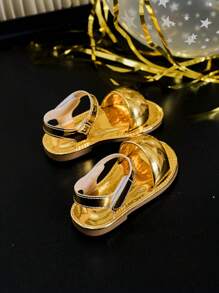 1 Pair Minimalist Fashion Girls Outdoor Sandals, Suitable For Spring And Summer - Gold - View 4