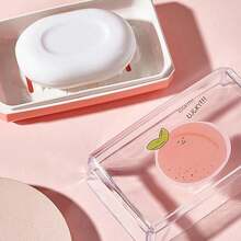 1pc Cartoon Design Covered Quick-Draining Soap Dish, Odorless Durable Bathroom Accessory For Travel And Home Use - Multicolor - View 7