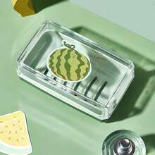 1pc Cartoon Design Covered Quick-Draining Soap Dish, Odorless Durable Bathroom Accessory For Travel And Home Use - Multicolor - View 5