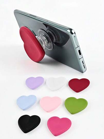 创意心形简约可扩展硅胶手机支架，兼容 、Android 手机，生日、家人、朋友礼物，推拉式手机握把、手机支架、手机配件