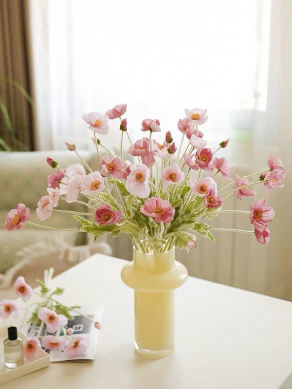 1pc, 22.83in/58cm, Artificial Poppy Flower With 3 Flowers And 1 Bud, Style, Bendable, Suitable For DIY Home Indoor Decor, Vase Floral Arrangement, Wedding, Party, Holiday Gift, Spring Bestseller,Garden Decor,Outdoor Plant,Gardening,Fake Flowers