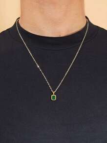 1 件时尚流行男士宝石几何图案迷人铜项链，适用于珠宝礼品和时尚外观、时尚配饰、感恩节、圣诞节、新年、情人节节日礼物 - 項鍊 - 查看 6