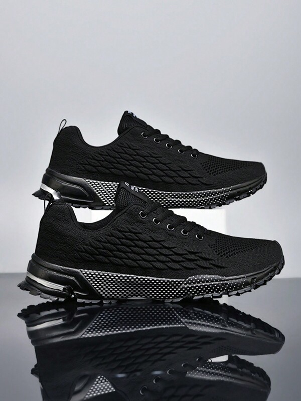 Scarpe da corsa in maglia ultra traspiranti per uomo taglie forti - morbide, comode e leggere con chiusura con lacci, punta rotonda e suola MD - ideali per jogging all'aperto, sport e abbigliamento casual in autunno, primavera, estate e inverno