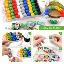 5pcs/15pcs/35pcs/87pcs Silicone Beads, Basketball, Soccer, Baseball, Rugby Designs, DIY Jewelry Making, Handicrafts And Sewing Supplies, Multi-Color, Decorative Beads For Arts And Crafts - Ball Sports Silicone Bead Set - View 6