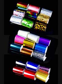 24 couleurs Stickers d'ongles géométriques holographiques en forme de flocons de neige de Noël, décalcomanies d'art pour les ongles avec transfert laser 3D, convient pour les ongles des femmes et des filles