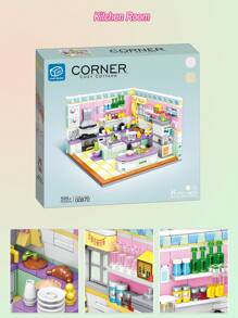 迷你房间积木玩具 - 厨房、卧室、书房、客厅装饰 | 用迷你积木搭建自己的世界 | 可爱多彩的积木合集 | 拼接创意组装积木玩具模型 | 适用于办公室桌面摆件 - 彩色 - 查看 25