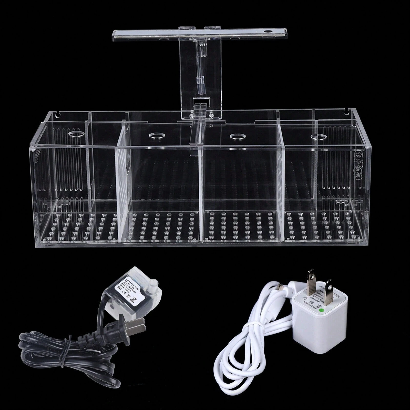 Aquaponic Fish Tank 4-Grid Desktop Fish Tank Rectangle Acrylic Betta ...