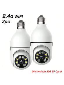 1/2/4pcs Light Bulb Security Cameras Wireless Outdoor - 720P Or 1080P 360° Motion Detection, E27 For Home Security Outside Indoor, Full-Color Night Vision, Auto Tracking, Siren Alarm, Recording - Multicolor - View 5